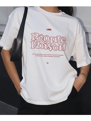 Lorvex People Poison Baskılı Oversize Unisex Pamuklu Tshirt-Tişört