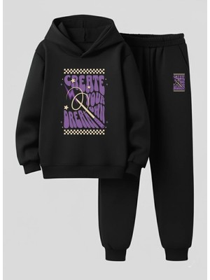 Lorvex Çocuk Kapüşonlu Takım Create Your Baskılı 3 Iplik Şardonlu Sweatshirt-Eşofman Takım