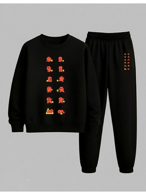 Lorvex Çocuk Bisiklet Yaka Sweatshirt ve Eşofman Takım Emotion Baskılı 3 Iplik Şardonlu