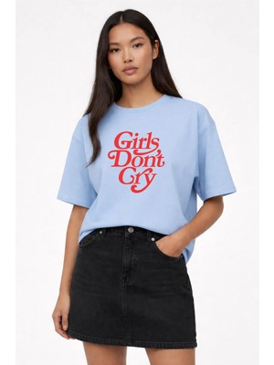 Lorvex Oversize Kadın Tişört Girls Dont Cry Red Baskılı %100 Pamuklu