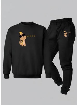 Lorvex Unısex Sweatshirt-Eşofman Çocuk Takım Bisiklet Yaka Just Cool Baskılı 3 Iplik Şardonlu