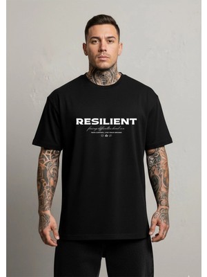 Lorvex Resilient Yazı Baskılı Oversize Unisex Pamuklu Tshirt-Tişört