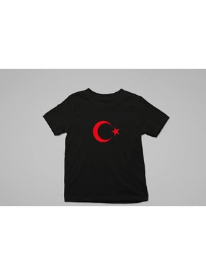 Lorvex Cumhuriyet Bayramı Özel Baskılı Unisex Çocuk Tişört – Kırmızı Ay Yıldız Baskılı