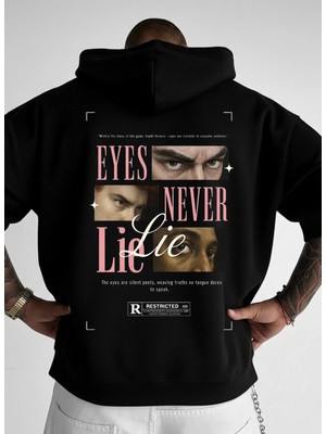 Lorvex Oversize Kapüşonlu Sweatshirt %100 Pamuklu Never Lie Baskılı