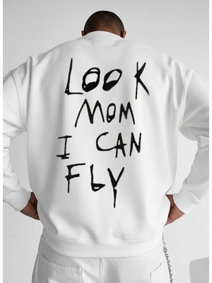 Lorvex Unisex Oversize Bisiklet Yaka Sweatshirt Look Mom Baskı