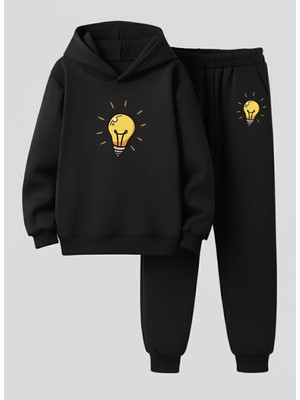 Lorvex Sweatshirt-Eşofman Takım Çocuk (Kapüşonlu) Ampul Baskılı 3 Iplik Şardonlu