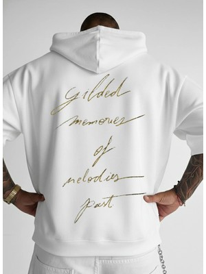 Lorvex Sweatshirt Oversize Unısex Kapüşonlu %100 Pamuklu Gilded Memores Baskılı