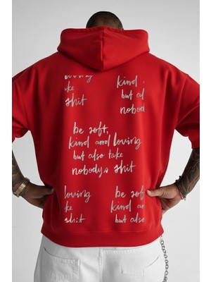 Lorvex Hoodie Oversize Kapüşonlu %100 Pamuklu Kind Yazı Baskılı