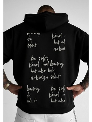 Lorvex Hoodie Oversize Kapüşonlu %100 Pamuklu Kind Yazı Baskılı
