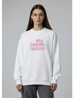 Lorvex Oversize Kadın Bisiklet Yaka Sweatshirt Drama Queen Baskılı