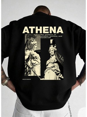 Lorvex Unisex Oversize Bisiklet Yaka Sweatshirt Athena Baskılı