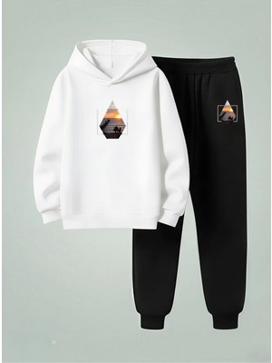 Lorvex Çocuk Sweatshirt-Eşofman Takım (Kapüşonlu) Manzara Deseni Baskılı 3 Iplik Şardonlu