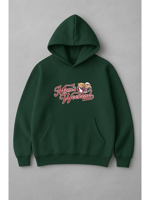 Lorvex Oversize Moms Weekends Baskı Unisex Kapüşonlu Sweatshirt