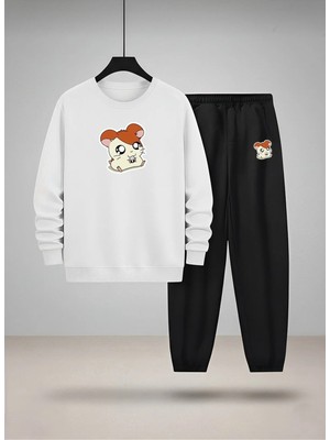 Lorvex Çocuk Sweatshirt-Eşofman Takım Bisiklet Yaka Anime Fare Baskılı 3 Iplik Şardonlu