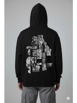 Lorvex Kesik Sanat Baskı Oversize Unisex Pamuklu Sweatshirt