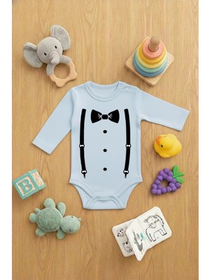 Lorvex Çıtçıtlı Bebek Zıbın Baskılı Sevimli Body Kemerli Papyon Baskılı