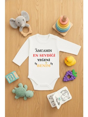 Lorvex Bebek Zıbın Çıtçıtlı Baskılı Yazılı Sevimli Body Amcamın En Sevdiği Yeğeni Baskılı