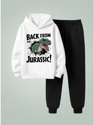 Lorvex Erkek Çocuk Kapüşonlu Takım Back From Baskılı 3 Iplik Şardonlu Sweatshirt-Eşofman Takım