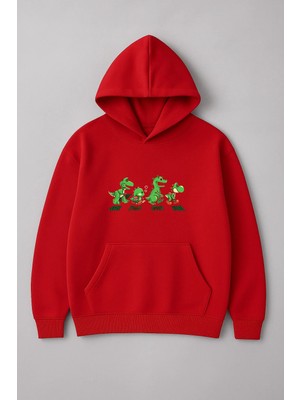 Lorvex Karşıya Geçen Dinozorlar Baskı Oversize Unisex Sweatshirt