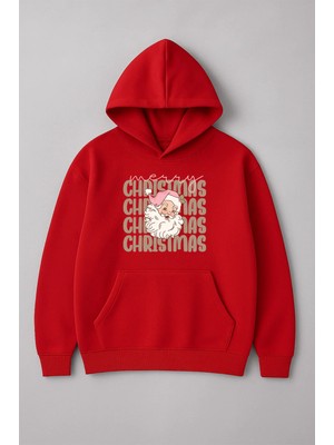 Lorvex Merry Christmas Noel Baba Baskı Oversize Unsex Kapüşonlu Sweatshirt
