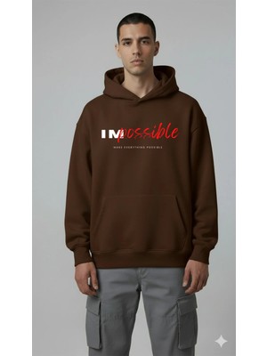 Lorvex Impossible Baskı Oversize Unisex Pamuklu Sweatshirt
