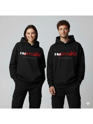 Lorvex Impossible Baskı Oversize Unisex Pamuklu Sweatshirt