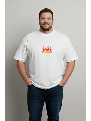 Lorvex Tişört Büyük Beden 5xl | %100 Pamuk Rahat Kalıp Erkek Tshirt Joel Baskılı