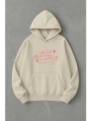 Lorvex With God Ön Baskı Oversize Pamuklu Sweatshirt