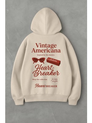 Lorvex Vintage Americana Dijital Baskı Oversize Kadın Sweatshirt