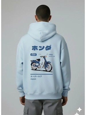 Lorvex Mavi Motor Baskı Oversize Unisex Sweatshirt