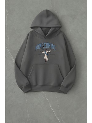 Lorvex Unisex Home Coming Baskı Oversize Pamuklu Sweatshirt