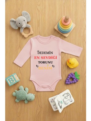 Lorvex Bebek Zıbın Çıtçıtlı Baskılı Yazılı Sevimli Body Dedemin En Sevdiği Torunu Baskılı