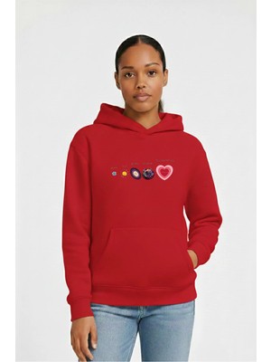 Lorvex Sweatshirt Kadın Oversize Kapüşonlu %100 Pamuklu My Love For You Baskılı