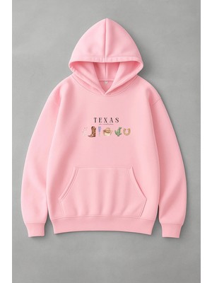 Lorvex Texas Ön Baskı Oversize Pamuklu Kadın Sweatshirt