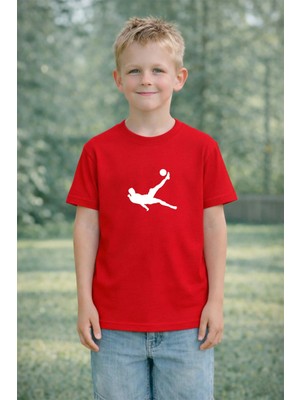 Lorvex Tişört Çocuk %100 Pamuk Rahat Kalıp Futbolcuu Baskılı T-Shirt