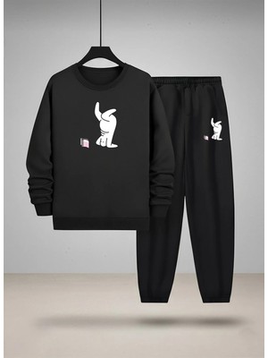Lorvex Sweatshirt-Eşofman Takım Çocuk Bisiklet Yaka Yaramaz Çocuk Baskılı 3 Iplik Şardonlu