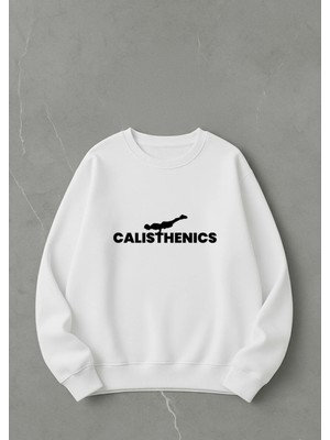 Lorvex Oversize Unisex Pamuklu Bisiklet Yaka Sweatshirt – Calısthenıcs Baskı
