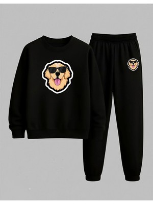 Lorvex Unısex Sweatshirt-Eşofman Takım Çocuk Bisiklet Yaka Havalı Golden Baskılı 3 Iplik Şardonlu