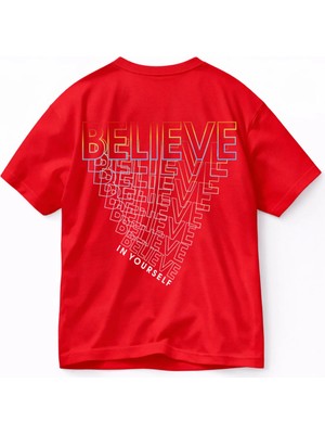 Lorvex T-Shirt %100 Pamuklu Oversize Rahat Kalıp Colour Belıeve Baskılı Premium