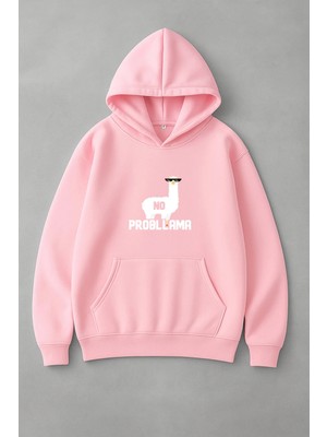Lorvex Oversize No Probllama Baskı Unisex Kapüşonlu Sweatshirt