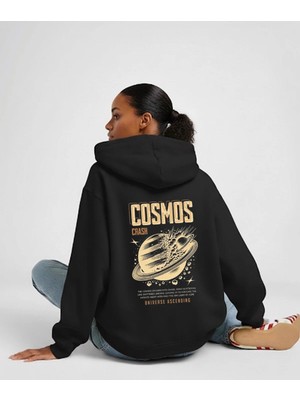 Lorvex Oversize Cosmos Crash Baskı Unisex Kapüşonlu Sweatshirt