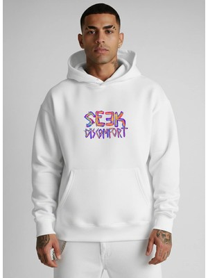 Lorvex Oversize Unısex Sweatshirt Kapüşonlu %100 Pamuklu Seek Baskılı