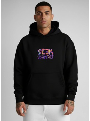 Lorvex Oversize Unısex Sweatshirt Kapüşonlu %100 Pamuklu Seek Baskılı