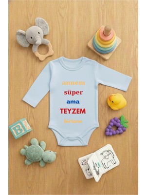 Lorvex Zıbın Bebek Çıtçıtlı Baskılı Yazılı Sevimli Body Annem Süper Teyzem Birtane Baskılı