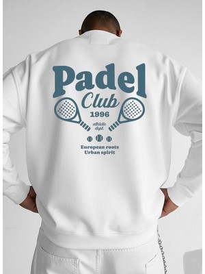 Lorvex Oversize Unisex Bisiklet Yaka Sweatshirt Padel Clup Baskı