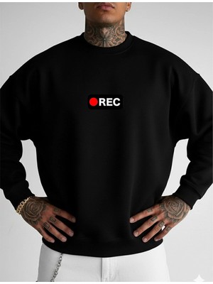 Lorvex Oversize Unisex Bisiklet Yaka Sweatshirt Rec Baskı