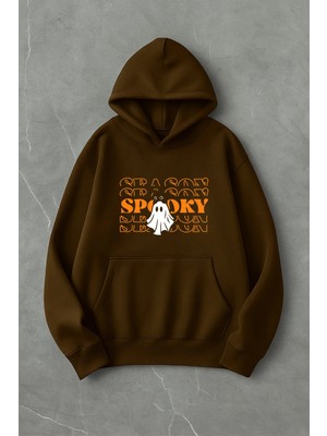 Lorvex Oversize Spooky Ön Baskı Unisex Kapüşonlu Sweatshirt