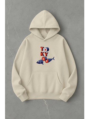 Lorvex Unisex Tokyo Sushi Baskı Oversize Sweatshirt