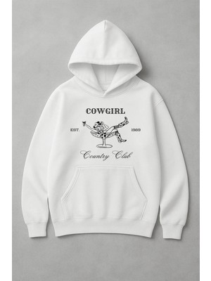 Lorvex Cowgirl Est 1989 Ön Baskı Oversize Pamuklu Kadın Sweatshirt