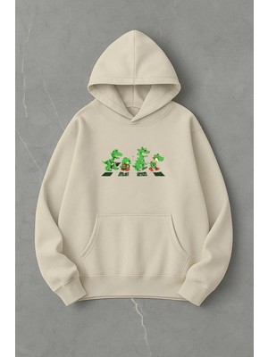 Lorvex Karşıya Geçen Dinozorlar Baskı Oversize Unisex Sweatshirt